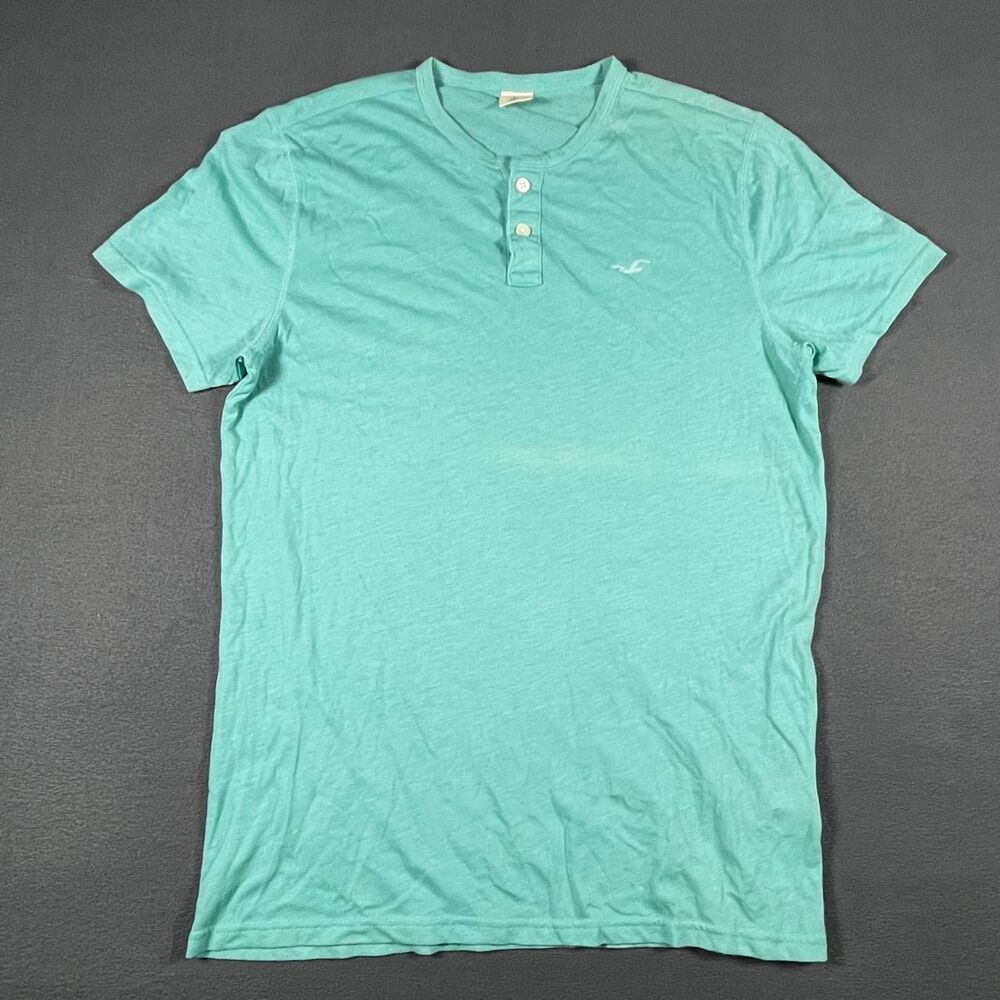 Hollister-co Women's Green and Blue T-shirt